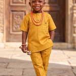 Attah Gold African Senator Kaftan Set for Boys | Dupsie's DPCSSXSAGS22 by Dupsie's African Fashion