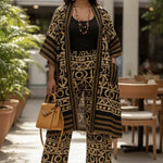 Elegant wedding guest outfit featuring Ayann Kimono Top and pants set.