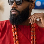 Bami Silver Grey Red Embroidered African Aso Oke Fila Cap Hat for Men by Dupsie's African Fashion Nigerian Yoruba African Hat for Men