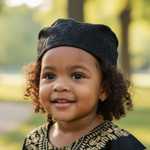 Elegant Black African Kufi Hat for Kids
