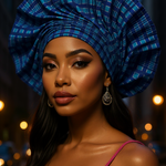 Front view of the Bleau Aso Oke Pre-Tied Head Wrap Hat highlighting its intricate pleating