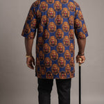Igwe Blue Velvet Isiagu Dashiki Shirt for Men | African Igbo Fashion DPISBORWB by Dupsies