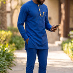 Rotsap Blue African Senator Kaftan Set for Men | Dupsie’s DPASRBGC11 by Dupsie's African Clothing
