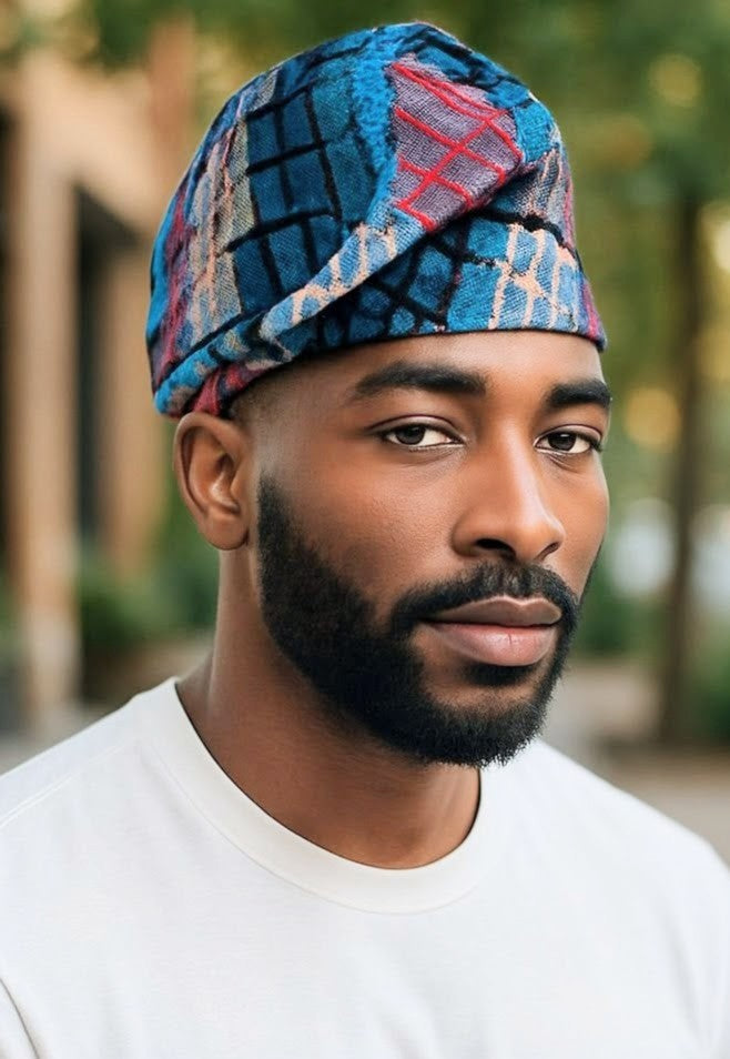 Dupsie's Oluwasegun Brimless Aso Oke Kufi Cap hat DPAHBRSB4