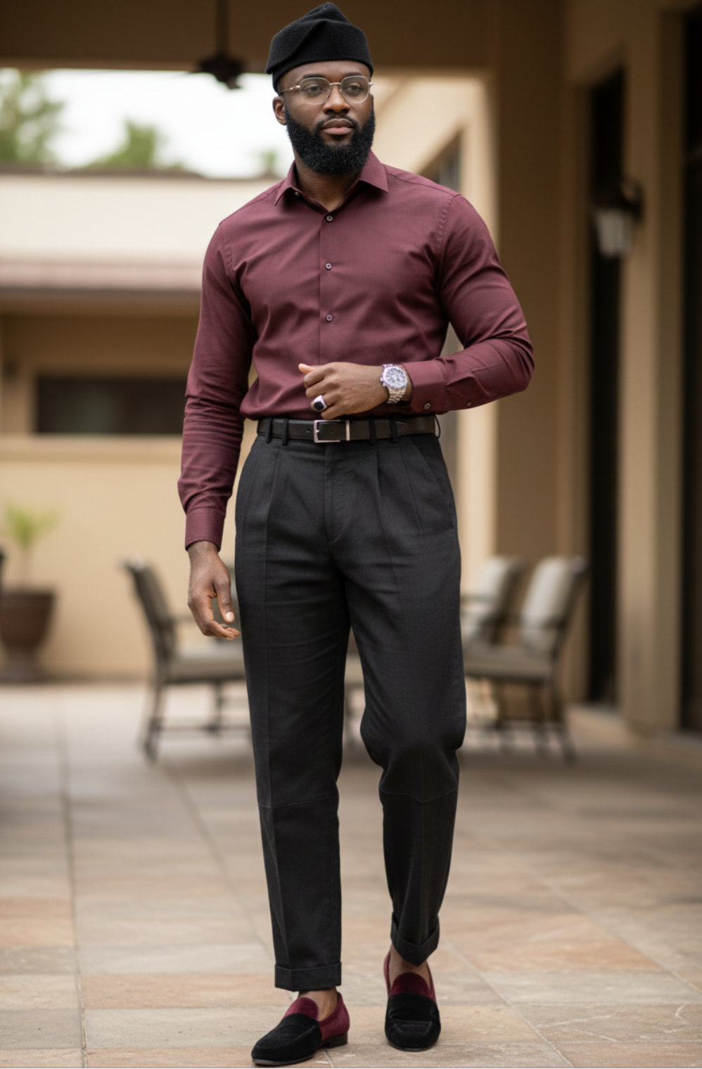 Bosco All Black African Aso Oke Pants showcasing traditional craftsmanship
