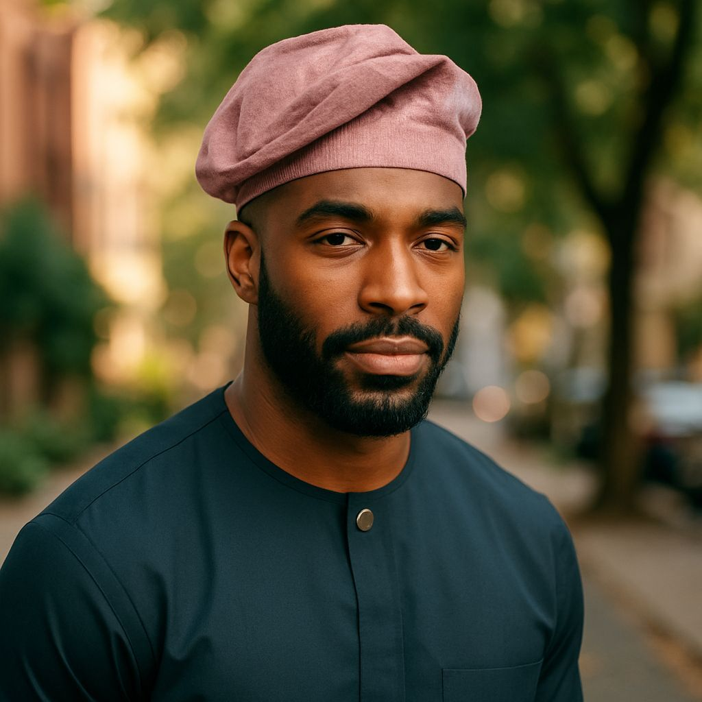 Ade Kofo Brimless Lilac African Aso Oke Kufi Hat – Authentic Yoruba Fila by Dupsie’s African Fashion