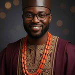 Brown leather African hat for men Uso, African fashion accessory