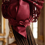 Lorna Burgundy Aso Oke Autogele Hat | African Pre-Tied Gele Head Wrap for Women DPAGBLC74 by Dupsie's African Fashion