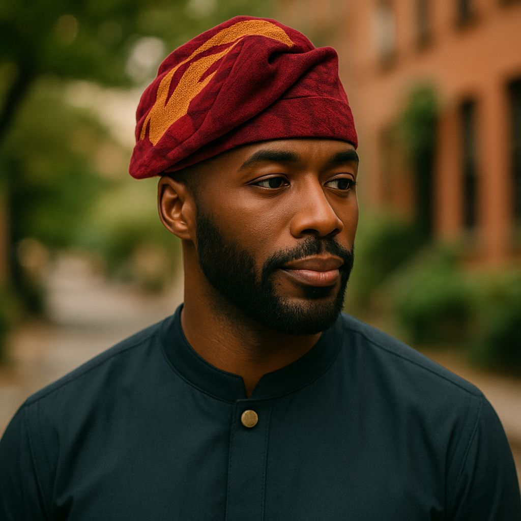 Dupsie's Regal Adebayo Brimless Aso Oke Kufi Cap DPAHBG88