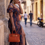 Ceelia Blue Orange Ankara African Print Dress for Women | Dupsie’s DPDSMBOB by Dupsie's African Fashion