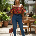 Muli-colored African Print Crop Top-DP3766TP | African Fashion | Dupsie's by Dupsies