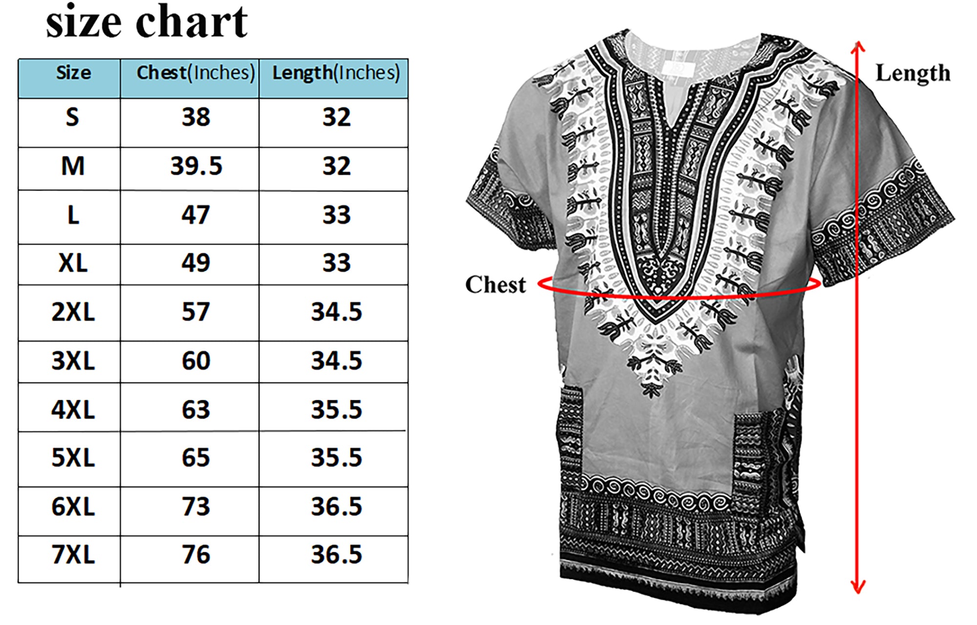 Dupsie's White African Print Unisex Dashiki Shirt Suitable for Festivals, Concerts, Cruises, Outdoor Events -DP3830M