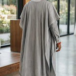 Detail view of Silver Embroidered Lace Agbada Set for Men showcasing craftsmanship