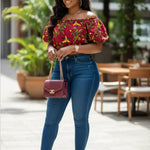 Muli-colored African Print Crop Top-DP3766TP | African Fashion | Dupsie's by Dupsies