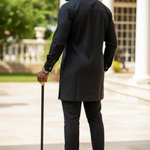 Elegant display of Dupsie's African Fashion Taloju suit designed for men.