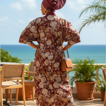 Burgundy African dress for women by Dupsie’s African Fashion, elegant African boubou dress and African clothing for weddings and parties 