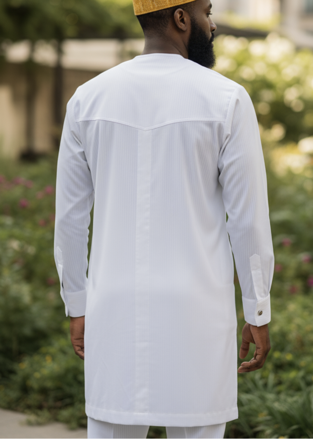 Matching Ivory Off-White Plain Drawstring Pants for African Clothing Ensemble 