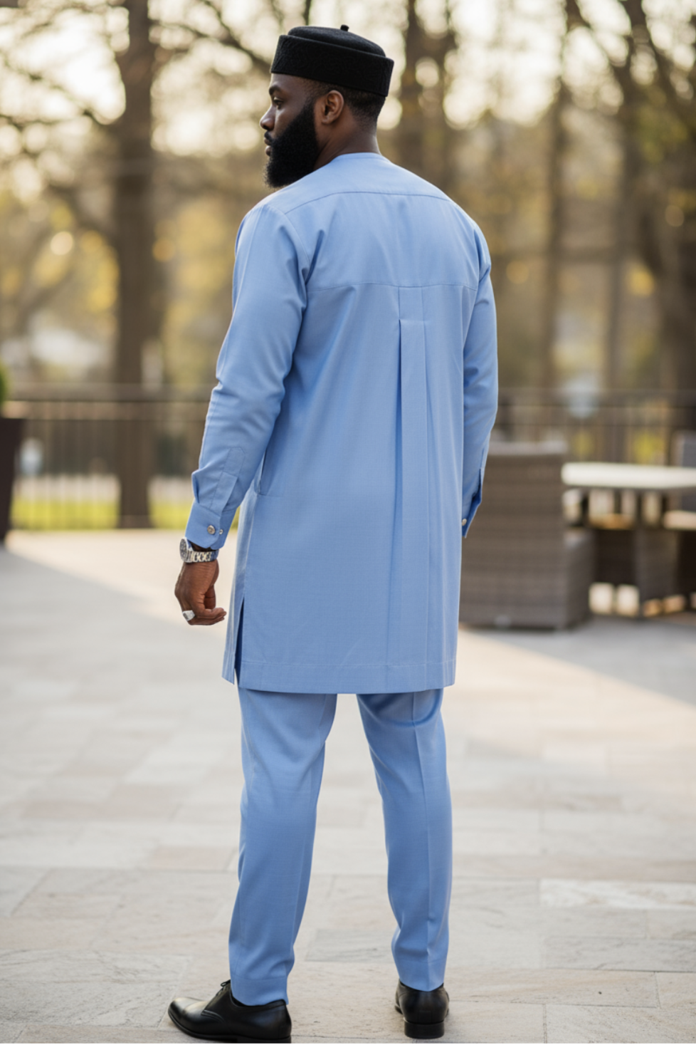 Dupsie's African Fashion presenting the Oowambe light-blue suit