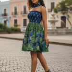 Eunice African Print Ankara Dress by Dupsie's - Blue, Green, Black | Chic African Fashion