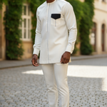 The Eburne Obsidian Lineage Ivory Off‑White African Senator Dashiki Set DPASIBPF2| Dupsie’s