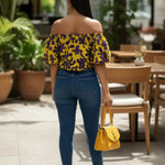 Yellow and Purple African Print Top-DP3766DHT | African Fashion | Dupsie's by Dupsies