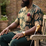 Ekanem Green Igbo Isiagu Dashiki Shirt & Pants | African Fashion for Men DPISGGB12 by Dupsies