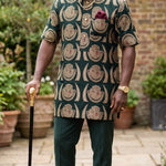 Ekanem Green Igbo Isiagu Dashiki Shirt & Pants | African Fashion for Men DPISGGB12 by Dupsies