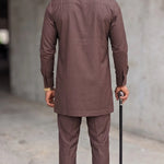 Embroidered coffee-brown Nigerian Senator Kaftan top for men