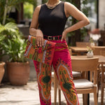 Eviet red African print pants for women by Dupsie’s African Fashion