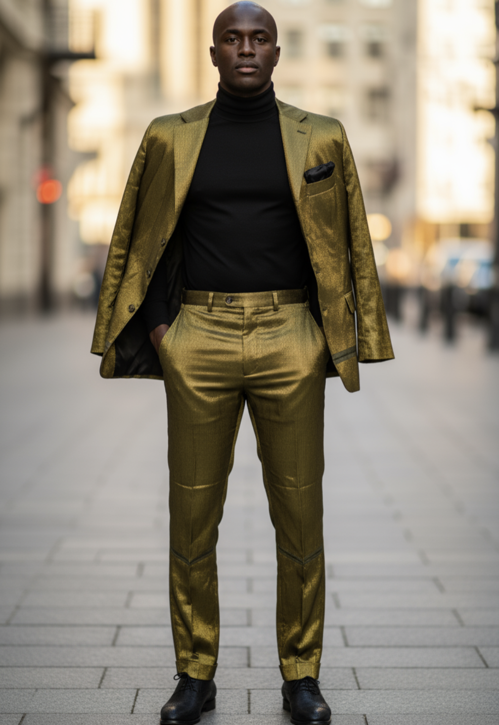 Elegant and sophisticated Aso Oke suit ensemble symbolizing African heritage and prosperity