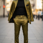 Elegant and sophisticated Aso Oke suit ensemble symbolizing African heritage and prosperity