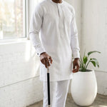 Gbega African men’s fashion cane showing ornate silver handle detailing
