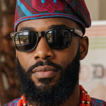 Gbijo African Aso Oke Fila Cap Hat for Men – Turquoise, Burgundy, Black & Silver Nigerian Yoruba African Hat | Dupsie’s African Fashion DPAHBBBS3 by Dupsie's African Fashion