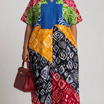 Multicolor African Ankara boubou caftan dress for women with geometric print