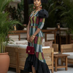 Side view of Gigi dress showcasing fabric and lace.