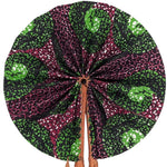 Handcrafted African Print fan with leather handle – African clothing and African fashion accessory