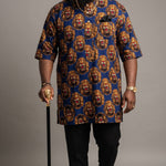 Igwe Blue Velvet Isiagu Dashiki Shirt for Men | African Igbo Fashion DPISBORWB by Dupsies