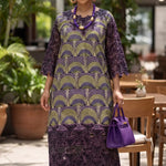 Ijooya purple African embroidered rhinestone maxi dress for women by Dupsie's African Fashion