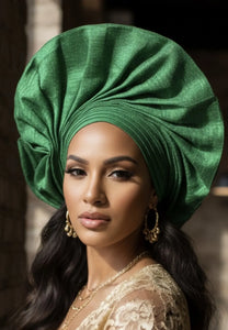 Elegant Green Headwrap Elegant Emerald Green Satin Padded Hijab Bonnet With  main image 3