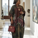 Back view of Iyawa African loose dress, flowing multicolored tie-dye fashion Boubou style African clothing for women