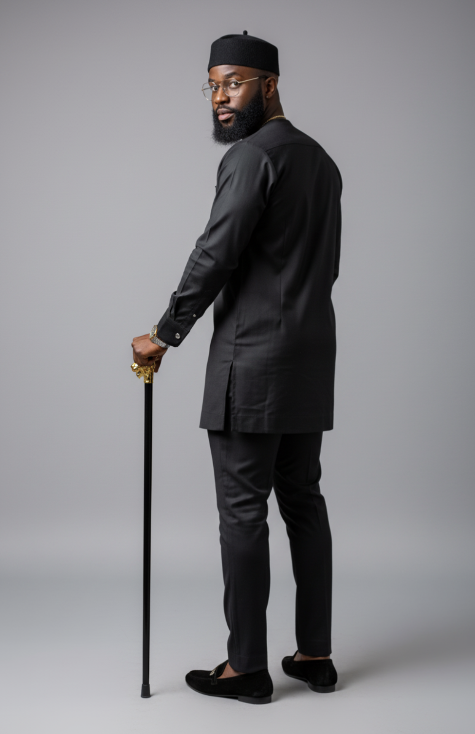 Elegant African Clothing for Men - Jato Ensemble in Black and Gold