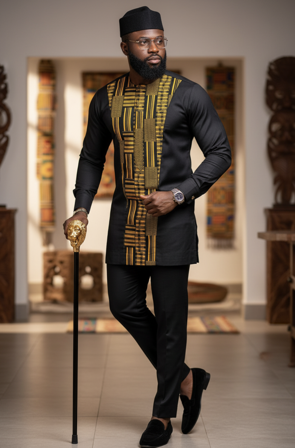 Stylish African Fashion for Men - Jato Dashiki Top & Drawstring Pants