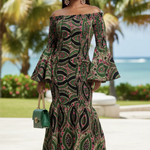 Laka pink green black smocked Ankara maxi African dress by Dupsie’s African Fashion