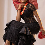 Exclusive Layla Black African Hand-beaded Corset Bustier Dress for Women | Dupsie’s DPXBBPD48 by Dupsie's African Fashion