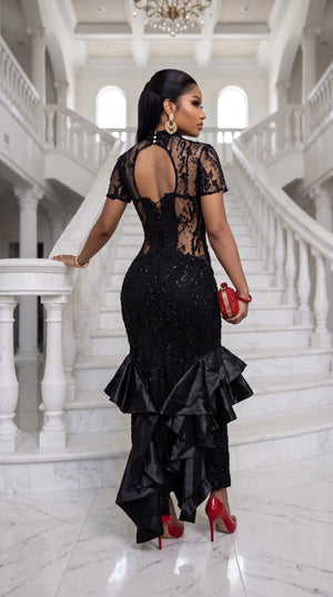 nigerian corset dress Layla Black African Beaded for Women Gorgeous Wedding Dresses Slit Comfortable Beach Outfit White Do not bleach Size:32/29