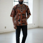 Malian-inspired Bogolanfini Dashiki African shirt for men
