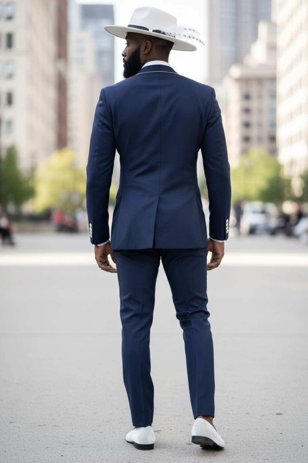 Modern African fashion blazer and pants ensemble.