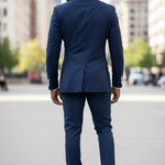 Modern African fashion blazer and pants ensemble.