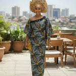 Chic African Print modern dress with intricate neckline detail.