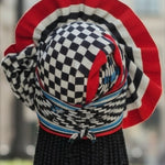 Multicolor Aso Oke Autogele ready gele African ladies hat with fan shaped crown by Dupsie’s African clothing